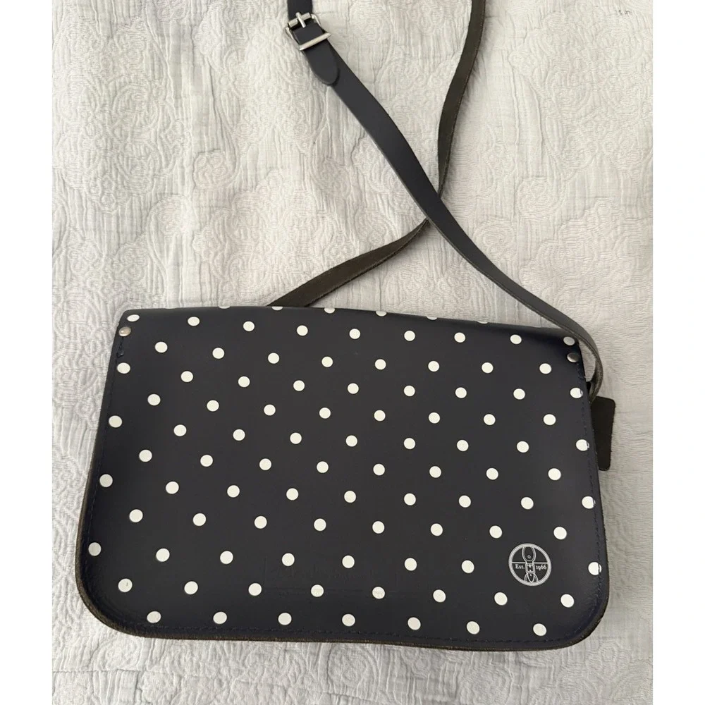 Leather Satchel Company Navy White Polka Dot 11